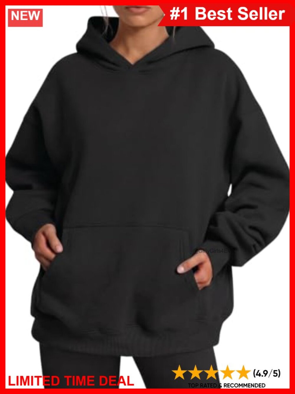Oversized Fleece Pullover Hoodie Kangaroo Pocket Sweatshirt